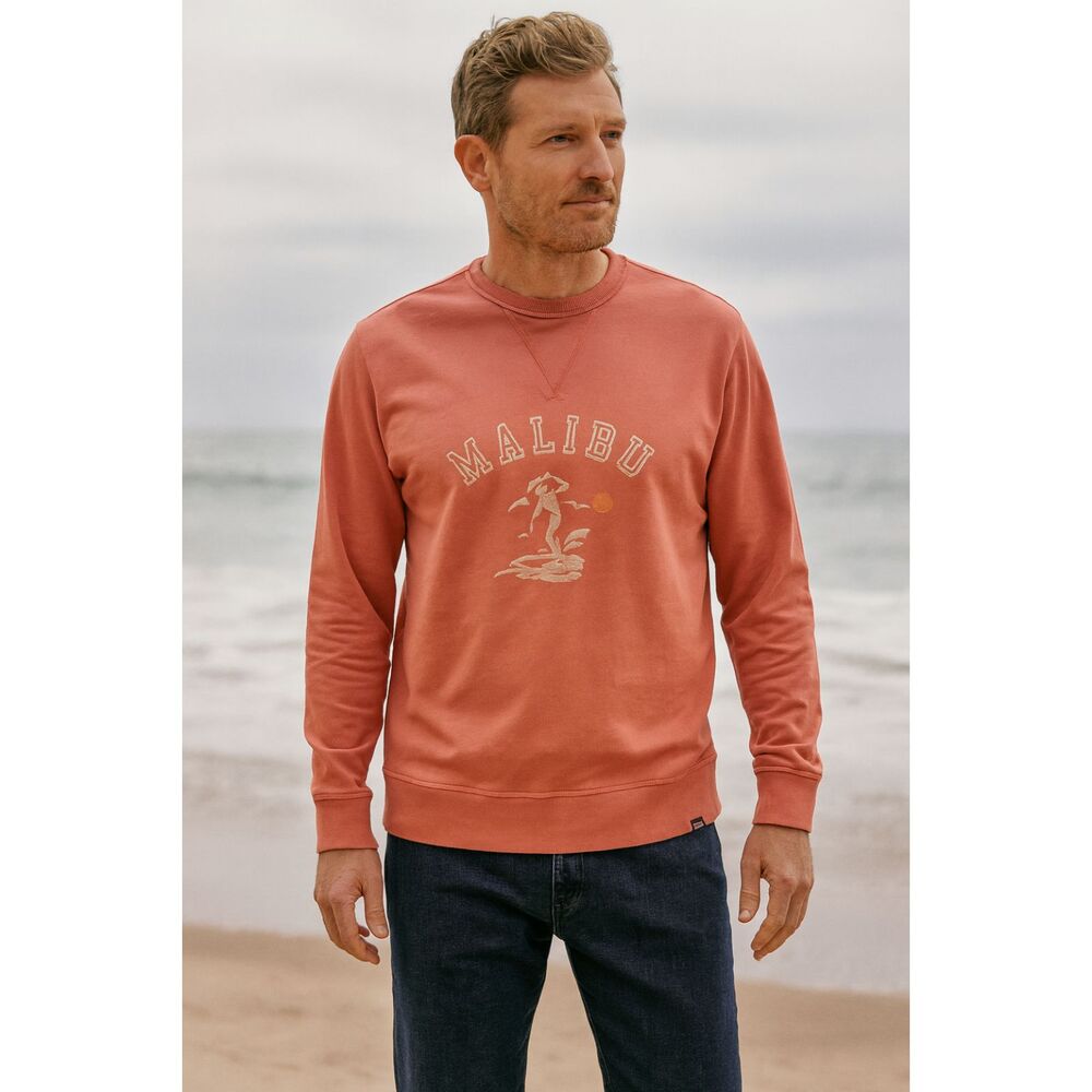 Faherty Pink Long Sleeve Malibu Terry Crewneck Sweatshirt Top   Mens Size Medium
